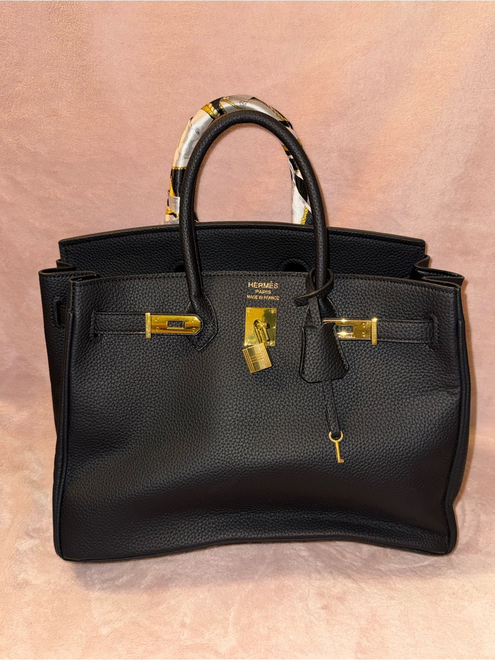 Luxury-Inspired Black Top Handle Bag